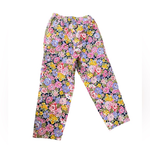 VTG Lindsay Blake Floral 100% cotton Lantern Cropped High Waist Pants M - Picture 2 of 3